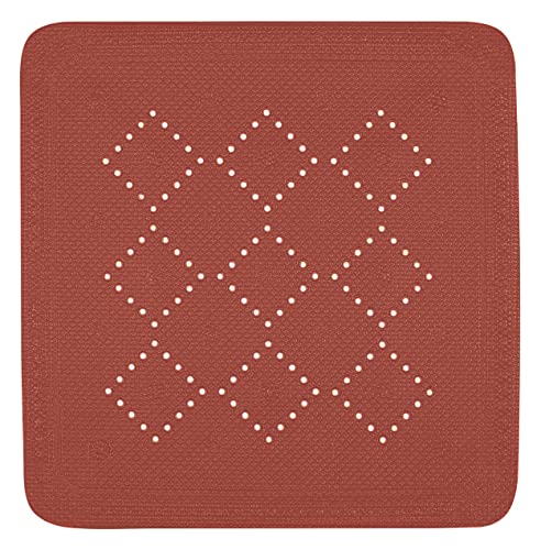 Spirella Shower Mat Bath Mat Antibacterial Non-Slip with Suction Cups Alaska Terracotta Red Approx. 55 x 55 cm