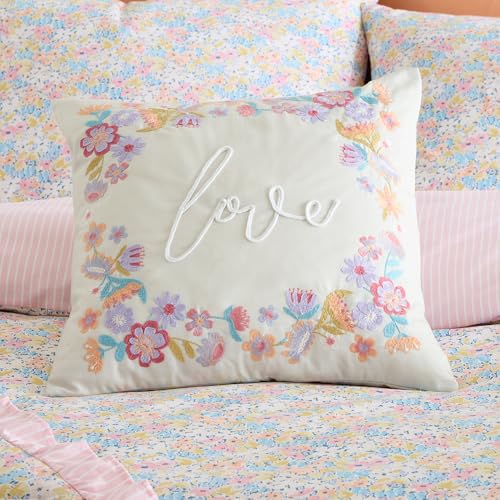 Catherine Lansfield Love Embroidered 45x45cm Cushion Natural