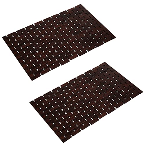 Fovlaurs Bath Mat Bathroom Runner Long Large Rugs Floor Wood Shower Bathtub Waterproof Non Slip Accessories 16x34 Inch Easy to Clean, Natural, 1 pc