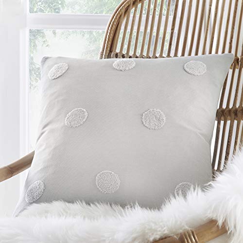 Appletree Boutique - Zara - Tufted Spots Filled Cushion - 43 x 43cm in Silver with Silver Dots