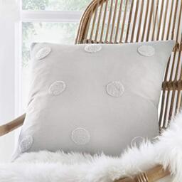 Appletree Boutique - Zara - Tufted Spots Filled Cushion - 43 x 43cm in Silver with Silver Dots
