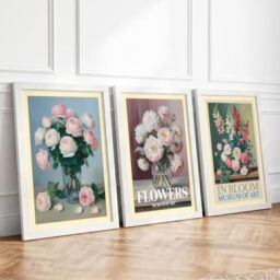 Classical Floral Still Life Botanical Set of 3 Framed Wall Art Prints A3