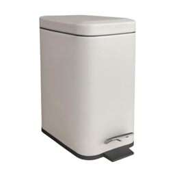 Relaxdays Bathroom Bin, 5L Cosmetic Pedal Bin with Soft-Close, Removable Inner, Matte Beige, 29.5x14x26cm