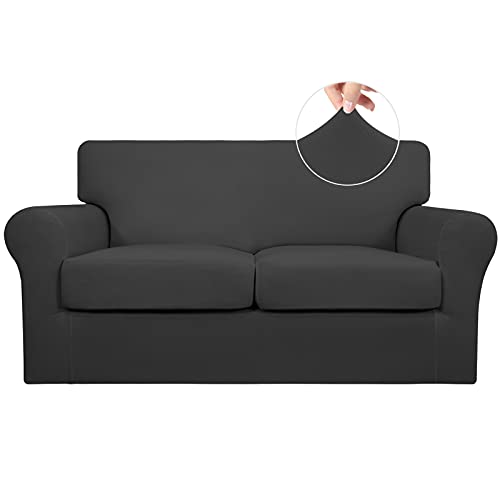 Easy-Going TTBD Washable Sofa Slipcover - Sofa Slipcover for Stretch 2 Separate Sectional Cushion Couch - Furniture Protector for Pets, Kids Dark Gray