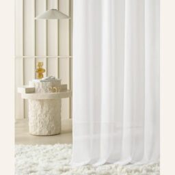 ROOM99 Novelia Curtain with Eyelets 250 x 250 cm Width x Height Living Room Transparent Modern Curtain Scarf Living Room Bedroom White Smooth 1 Piece