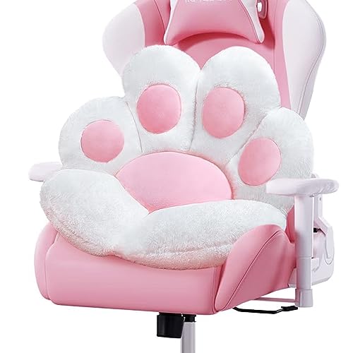 "Cat Paw Cushion Cute Chair Cushions Kawaii Cat Paw Shape 28""x 24""Gaming Chair Cushion kitty Plush Lazy Sofa Pillow for Girl Gamer Chair,kawaii Accessories Stuff Room Decor Bedroom Decor Pad (White)"