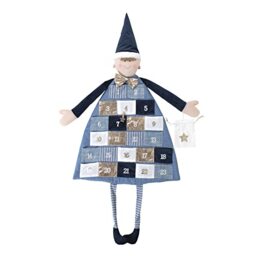 Rayher 46455376 Wall Advent Calendar with fillable Pockets, Hanging Advent Countdown Calendar, Christmas Dwarf Design, Blue