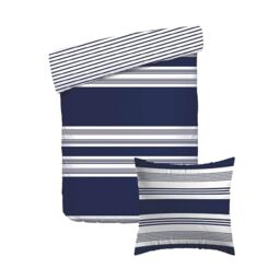 Pure Cotton 2-Piece Single Bed Linen – Duvet Cover 135 x 200 cm and 1 Pillowcase 80 x 80 cm – 100% Cotton Satin, 80 Thread Count – Oeko-TEX Certified – Erida – Blue