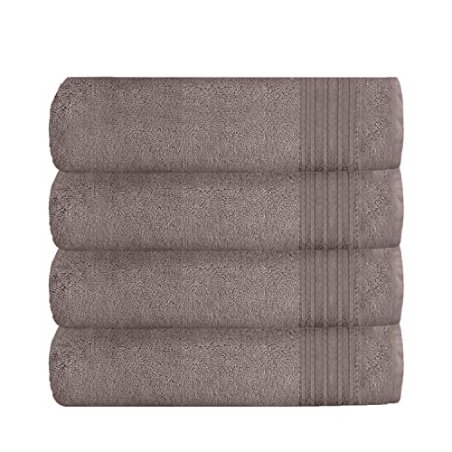 GC GAVENO CAVAILIA Quick Dry Hand Towels Set, 4 Pack, Premium Highly Absorbent Towel 100% Egyptian Cotton, New Hampton, Silver/Grey