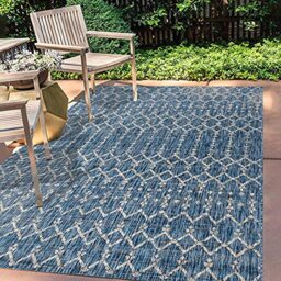 JONATHAN Y SMB108B-8 Ourika Moroccan Geometric Textured Weave Indoor Outdoor Area Rug, Bohemian, Sc&inavian Easy Clean, Bedroom, Kitchen, Backyard, Patio, Non Shed, Navy/Light Gray, 240 cm X 300 cm