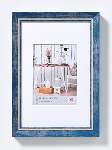walther design Picture Frame Blue 15 x 20 cm with PassepArtout, Chalet Design Frame EL520L