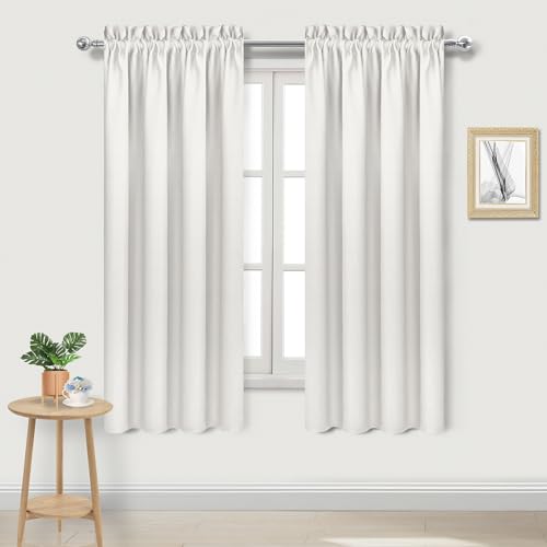 DWCN Blackout Curtains Thermal Insulated, Energy Saving & Noise Reducing Bedroom and Living Room Curtains, Ivory, W 42x L 72 Inch, Set of 2 Rod Pocket Curtain Panels
