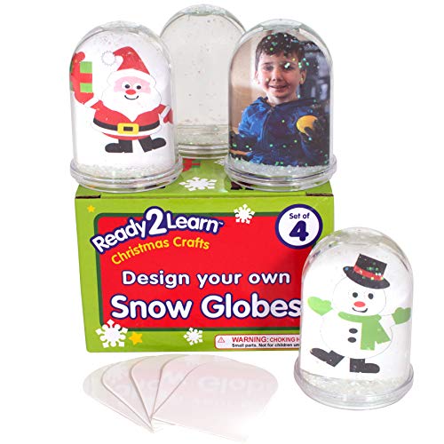 READY 2 LEARN Christmas Crafts - Design Your Own Snow Globes - Set of 4 - Christmas Snow Globes for Kids - Customizable Holiday Decorations for Home