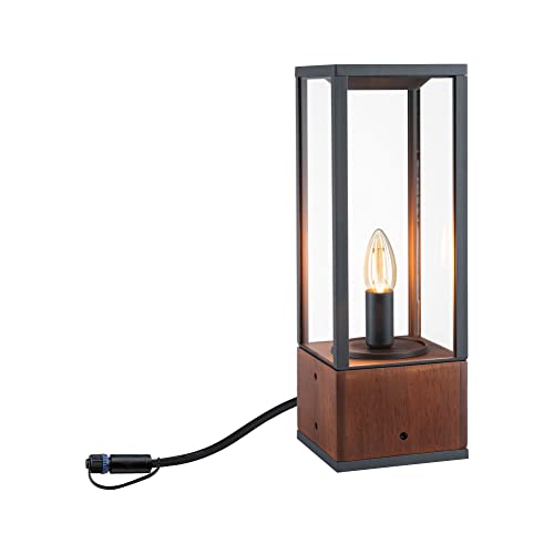 Paulmann 94673 Plug & Shine LED outdoor luminaire Bollard Venea IP44 rect. incl. 1x2W Dimmable Light object Wood E14