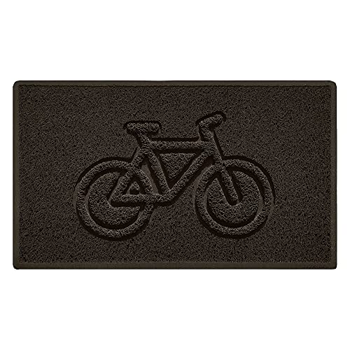 Nicoman Bike Embossed Shape Door Mat Dirt-Trapper Jet-Washable Doormat-(Use Outdoor ONLY)- (75x44cm/29.5x17.3inches, Medium) Brown