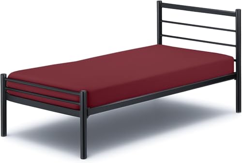 1 Piece Cot Fitted Sheet 30 x 75, 100% Brushed Microfiber,Burgundy