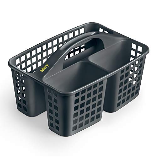 Mery - Cleaning Products Basket - Under Sink Cleaning Products Organizer - Sink Storage - 3 Compartments - Durable Material - Dark Grey - 23.4 x 31 x 19 cm