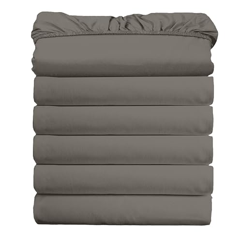 Elegant Comfort (6-Pack Luxury Fitted Sheets! Premium Hotel Quality Wrinkle-Free 1500 Premier Hotel Quality 6-Pack Fitted Sheet with Storage Pockets on Sides, Full Size, Gray
