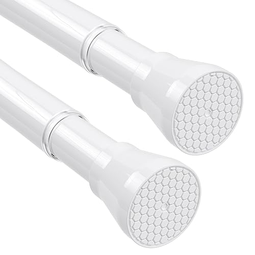 HAOYUNTE Tension Curtain Rod No Drilling 2 Pack Adjustable 28 to 48 inch White Spring Tension Rods for Windows, Closet, Kitchen, Doorway