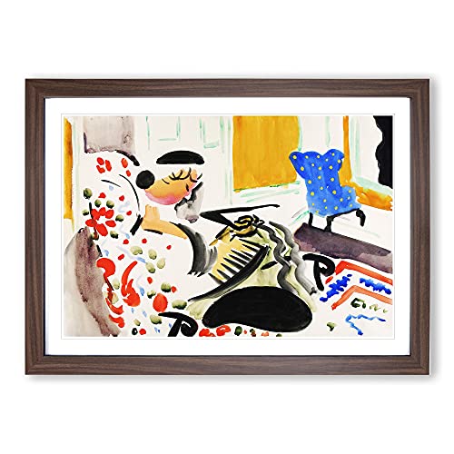Woman On Chair Vol.1 by Henry Lyman Sayen Framed Print - A2 Walnut Framed Wall Art - Ready to Hang - Modern Nature Picture - Living Room Bedroom Lounge Office