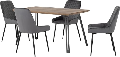 Seconique Quebec Straight Dining Set with Avery Chairs,Medium Oak/Grey