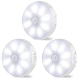 Motion Sensor Lights Indoor Rechargeable Wireless Wall Light LED Stair Night Lights Lamps with Auto/On/Off for Stairs Living Room Bathroom Corridors Closet Kitchen Under Cabinets (6000K, 3 Pack)
