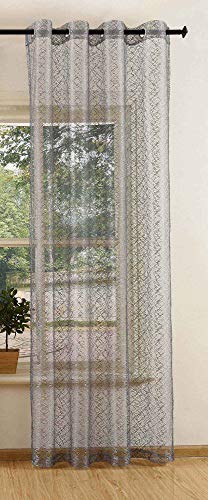 Gardinenbox Mesh Net Curtain with Eyelets, Transparent, Plain, Decorative Curtain, 20352, Polyester, grey, 245 x 140 cm