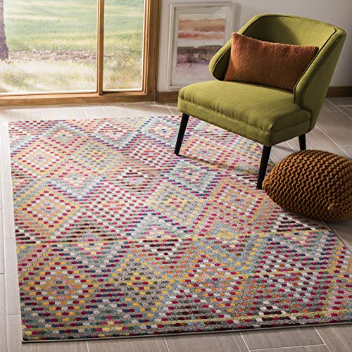 Safavieh Boho Chic Indoor Woven Rectangle Area Rug, Monaco Collection, MNC204, in Multi / Beige, 155 X 231 cm for Living Room, Bedroom or Any Indoor Space