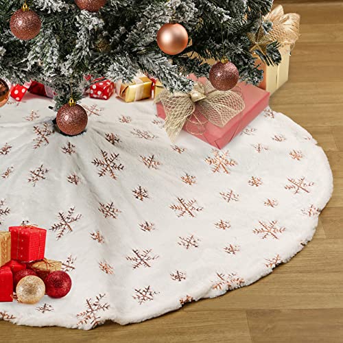 White Tree Skirt Christmas Sequin Tree Skirts 24inch Fluffy Double Layers Mini Tree Skirt Snowflakes Tree Skirts for Home Decoration Xmas Luxury Tree Ornaments Round Thick