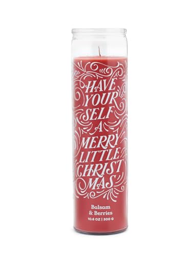 Paddywax Scented Candles Holiday Spark Collection Colourful Wax Candle in Clear Glass, 300g, Balsam & Berries