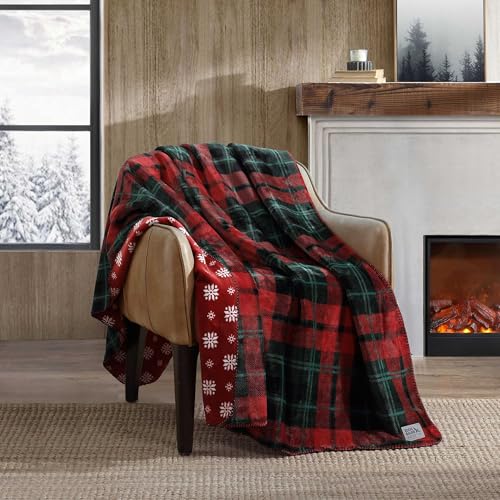 "Eddie Bauer - Throw Blanket, Reversible Plush Fleece Bedding, Home Decor for All Seasons, Oeko-Tex Certified (Trailhead Plaid Red, 60"" x 70"")"