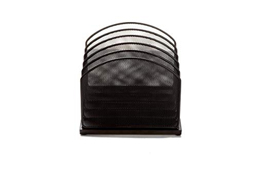"Mind Reader Vertical File Storage, Desktop Organizer, Mail Sorter, Office, Metal Mesh, 11.5"" L x 12.5"" W x 8.5"" H, Black"