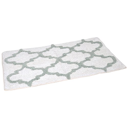 MSV Bath mat Retro of Cotton 50X80cm in White/Light Grey, 50 x 80 x 15 cm