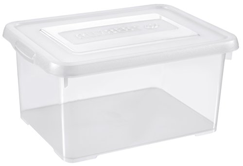 Allibert Storage Box Handy with Click lid 15L in Transparent/Blue, 49 x 40 x 20 cm