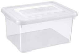 Allibert Storage Box Handy with Click lid 15L in Transparent/Blue, 49 x 40 x 20 cm