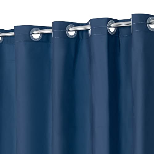 ABLUEN No Hook PEVA Shower Curtain or Liner - 8G Heavy Duty Blue Bathroom Shower Curtain No Hooks Required, Waterproof Plastic & PVC Free, Standard Size 71 x 74, Navy Blue