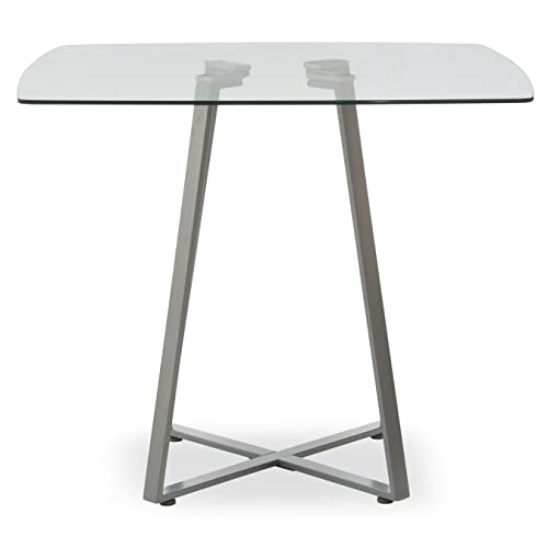 Premier Housewares Dining Table Glass Dining Tables Square Dining Table With Lattice Base Large Modern Dinner Table With Geometric Look 90 x 90 x 76