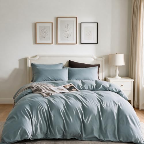 CLOTHKNOW Blue California King Comforter Set Light Blue Bedding Sets - Light Blue Bedding Comforter Sets, Soft, All Season, Lightweight Quilt Blanket with 2 x Pillowcases