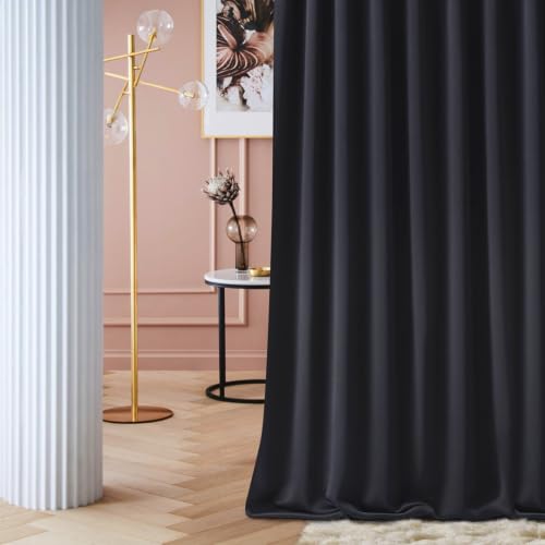 ROOM99 Laurel Eyelet Curtain 180 x 260 cm Black - Blackout opaque sliding curtains living room bedroom