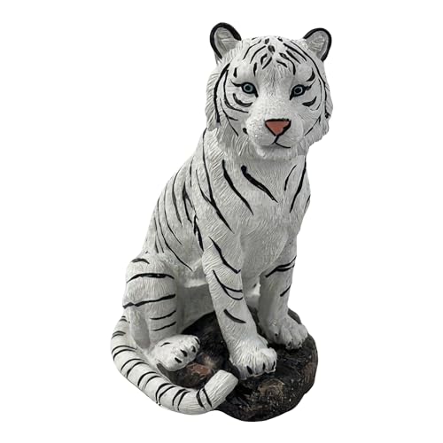 "ICE ARMOR 6"" H White Tiger Sitting Figurine Statue Decoration Office Desk/Home/Living Room/Table Decor, Perfect House Warming Gifts for New Home"
