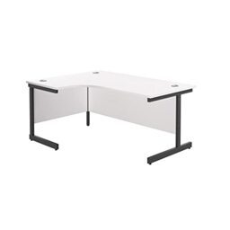 Office Hippo Heavy Duty Office Desk, Left Corner Desk, Strong & Reliable Workstation, Office Table With Integrated Cable Ports, PC Desk For Office or Home - White Top/Black Frame