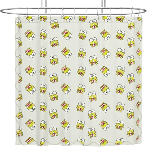 Franco Collectibles Sanrio Keroppi Bath Microfiber Shower Curtain, 72x72, (Officially Licensed Product)