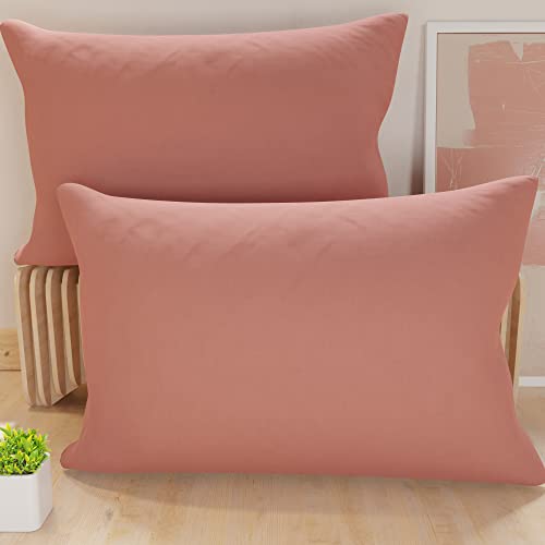 PETTI Artigiani Italiani - Pair of Microfiber Pillowcases 50x30 cm, Bedroom Cushions, Sofa, Set of 2 Cushion Covers, Solid Color Pink Pillowcase, 100% Made in Italy