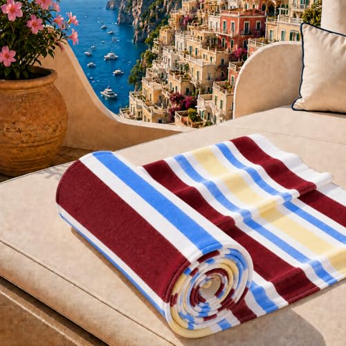 PETTI Artigiani Italiani - Microfibre Beach Towel, Beach or Pool Towel, Beach Towel, Large 90 x 180 cm, Millerighe 20