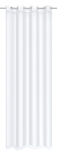 Home Fashion Eyelet Curtain Plain Dolly Window Curtains, Polyester, White, 245 x 140 cm