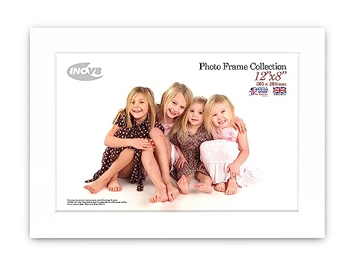 "Inov8 British Made Real Wood Picture/Photo Frame 12x8"" Inch(30x20cm) - Kayla 30mm White"