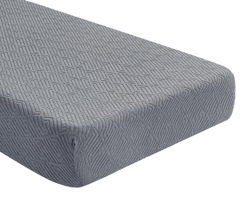 SearchI Stretch Jacquard Sofa Couch Cushion Covers Replacement Reversible Cushion Slipcovers Sofa Seat Cover Furniture Protector Sofa Slipcover Soft with Elastic Bottom(Medium, Grey)