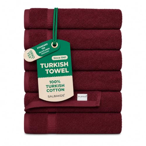 SALBAKOS Luxury Hotel and Spa Turkish Cotton Eco-Friendly Hand Towel Set Hand Towel 6 Pieces Wine