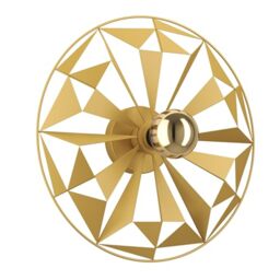 EGLO Flush Ceiling Light Fradelo 1, Elegant Retro Style Wall Lamp Made of Gold-Finished Metal, Geometric Living Room and Bedroom Lighting, E27 Socket, Ø 42,5 cm