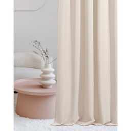 ROOM99 Laurel Curtain with Eyelets, 140 x 260 cm, Width x Height Sliding Curtains, Living Room, Bedroom, Cream, Pack of 1